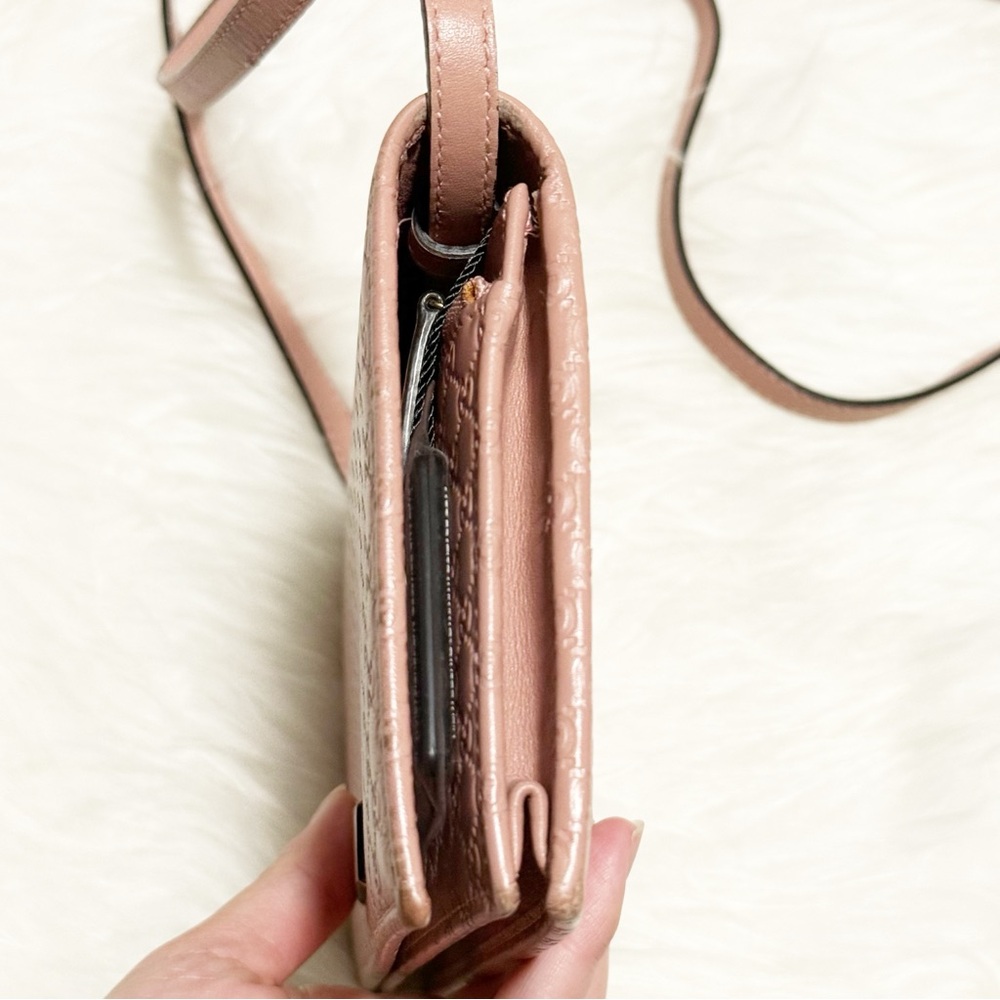 Gucci Micro GG Guccissima Pink Leather Crossbody / Wallet (GUC) - Picture 4 of 16